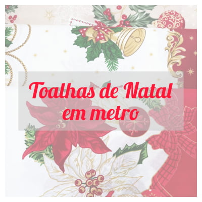 Tecido Atoalhado para Mesa Natal Barrado Estrelinhas e Ramos