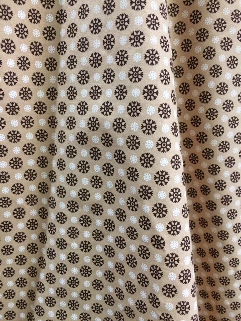 Tecido Tricoline Flocos Floral Marrom e Bege