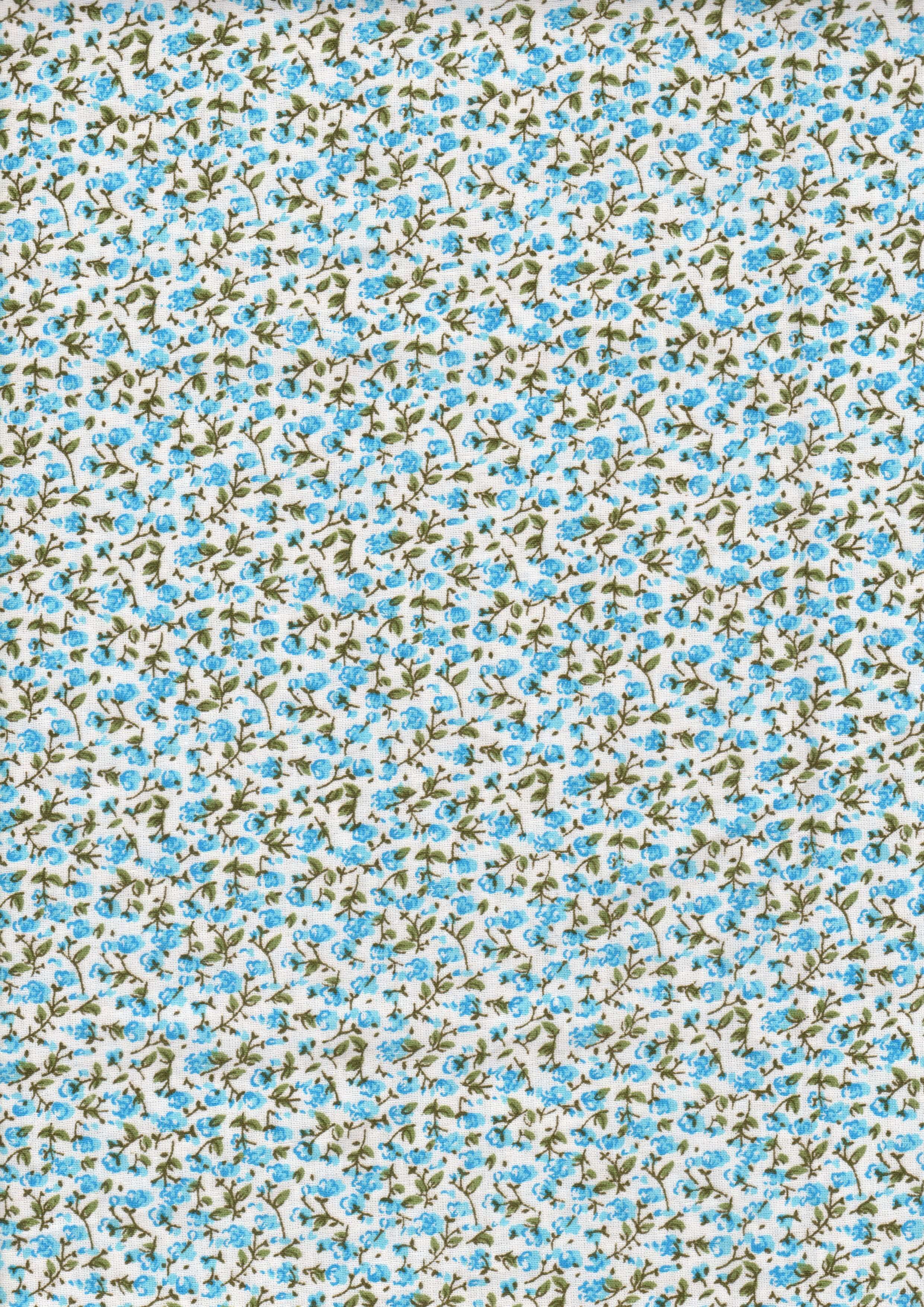 Tecido Tricoline Estampada Mini Flor Delicada Azul